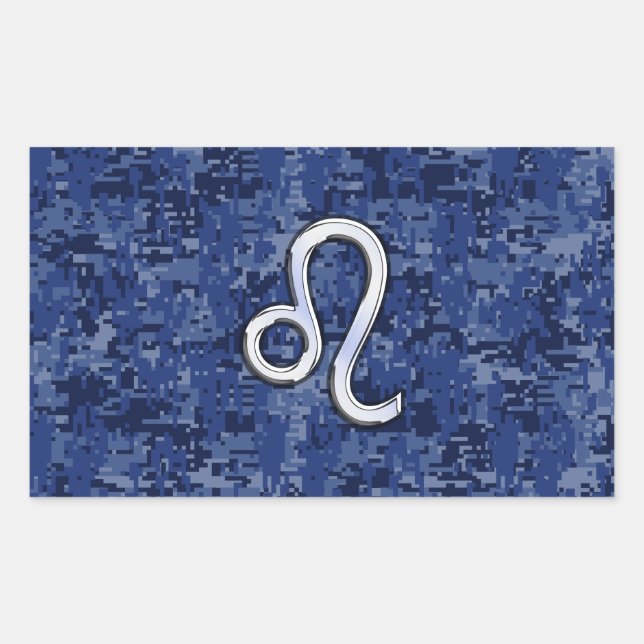 Sticker Rectangulaire Panneau Leo Zodiac sur Camouflage numérique bleu (Devant)