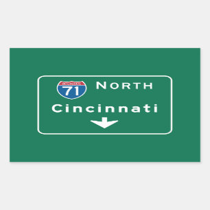Sticker Rectangulaire Panneau routier de Cincinnati, OH