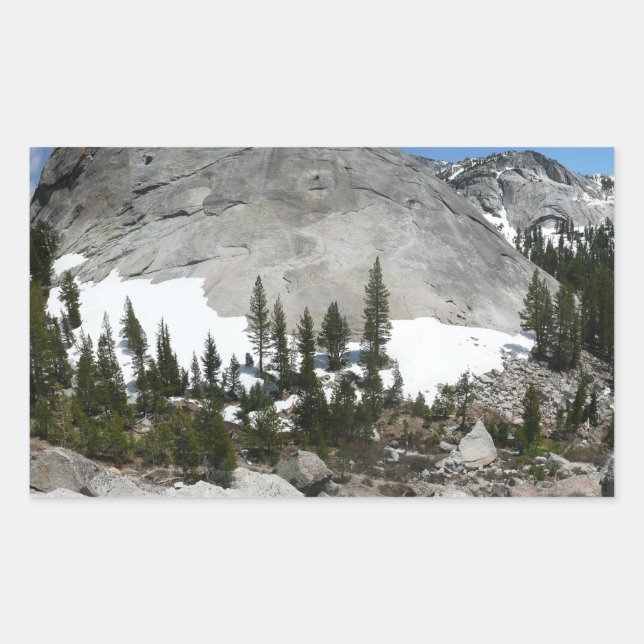 Sticker Rectangulaire Panorama en granit neigeux à Yosemite (Devant)