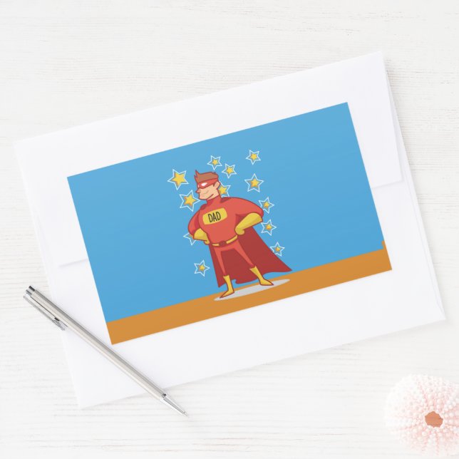 Sticker Rectangulaire Papa Superhero en Fête des pères (Enveloppe)