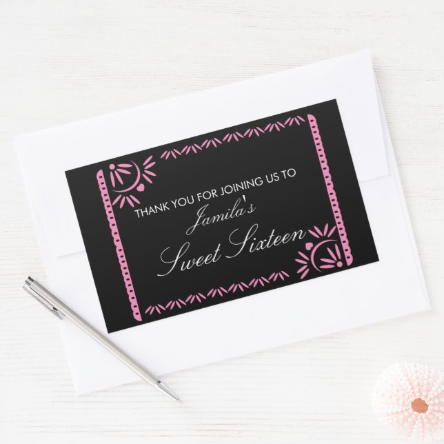 Sticker Rectangulaire Papel Picado Fiesta Sweet 16 Mexicaine Saint Jacqu (Enveloppe)