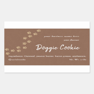 Sticker Rectangulaire Papier brun rustique chemin de patte chien biscuit