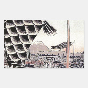 Sticker Rectangulaire Papier japonais en carpe de cerf-volant
