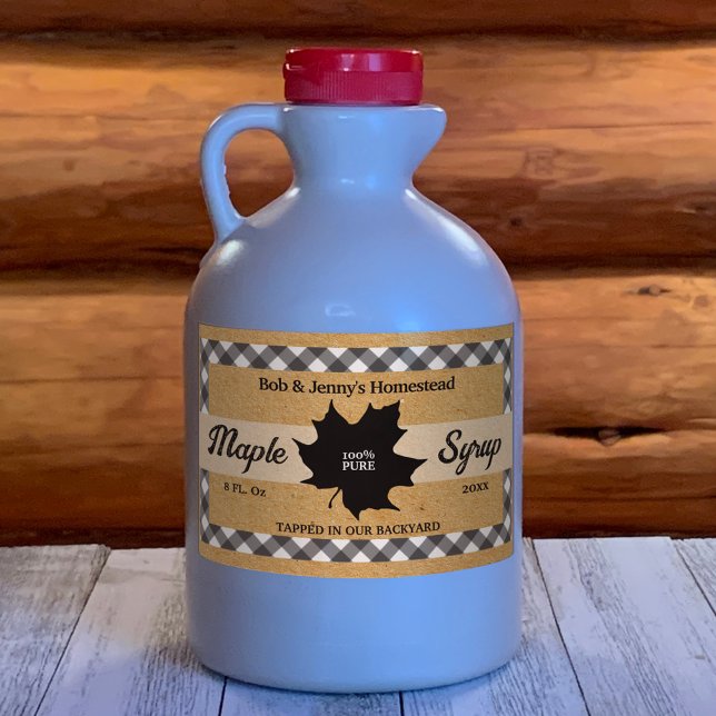 Sticker Rectangulaire Papier Kraft feuille d'érable à la vérification Bl (Créateur téléchargé)