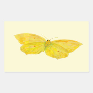 Sticker Rectangulaire Papillon jaune Volant de pierre de taille commune