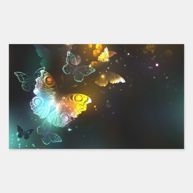 Sticker Rectangulaire Papillon lumineux et papillons de nuit (Devant)