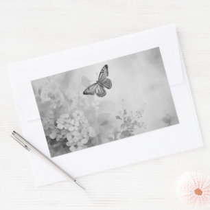 Sticker Rectangulaire Papillon Noir et Blanc