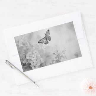 Sticker Rectangulaire Papillon Noir et Blanc