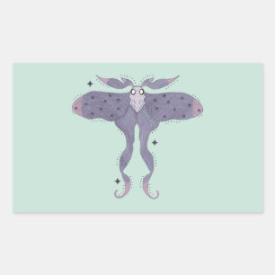 Sticker Rectangulaire Papillon Violet Fantaisiste avec Étincelles d'Étoi