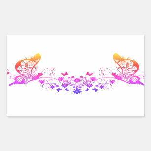 Sticker Rectangulaire Papillons arc-en-ciel