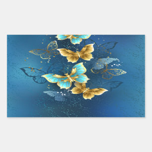Sticker Rectangulaire Papillons d'or
