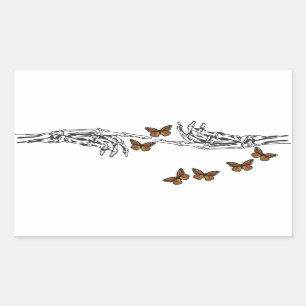 Sticker Rectangulaire Papillons et Skeletons