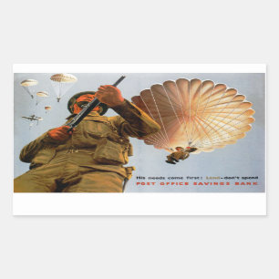 Sticker Rectangulaire Parachutiste Britannique - Ses besoins arrivent pr