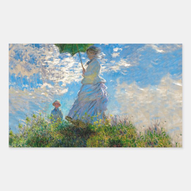 Sticker Rectangulaire Parasol Monet Femme Impressionnisme (Devant)