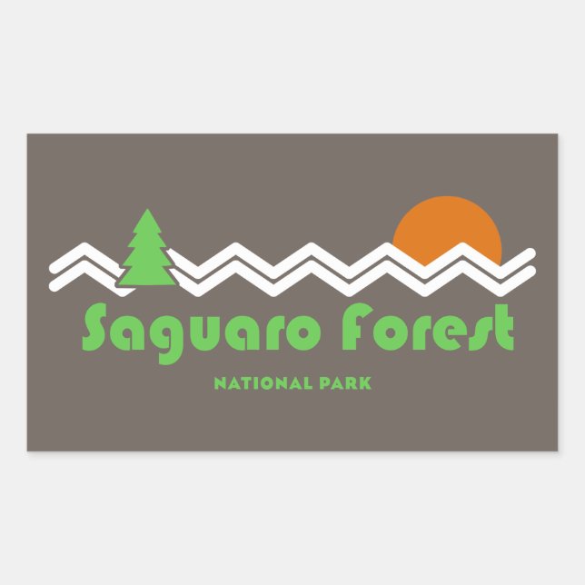 Sticker Rectangulaire Parc national de la Forêt de Saguaro Rétro (Devant)