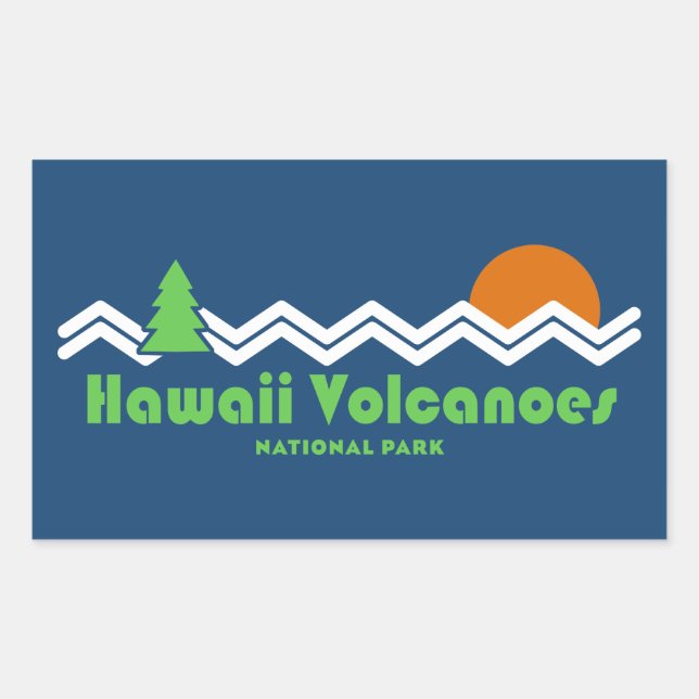Sticker Rectangulaire Parc national des volcans d'Hawaii Rétro (Devant)
