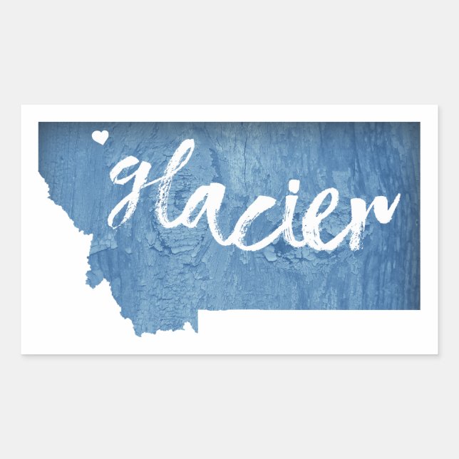 Sticker Rectangulaire Parc national du Glacier Grain de bois (Devant)