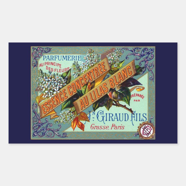 Sticker Rectangulaire Parfum Lilac blanc français 1915 (Devant)