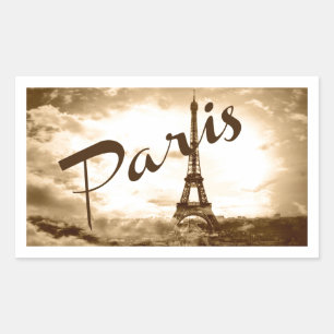 Sticker Rectangulaire Paris à Sepia