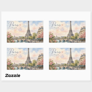 Sticker Rectangulaire Paris France Tour Eiffel rivière seine