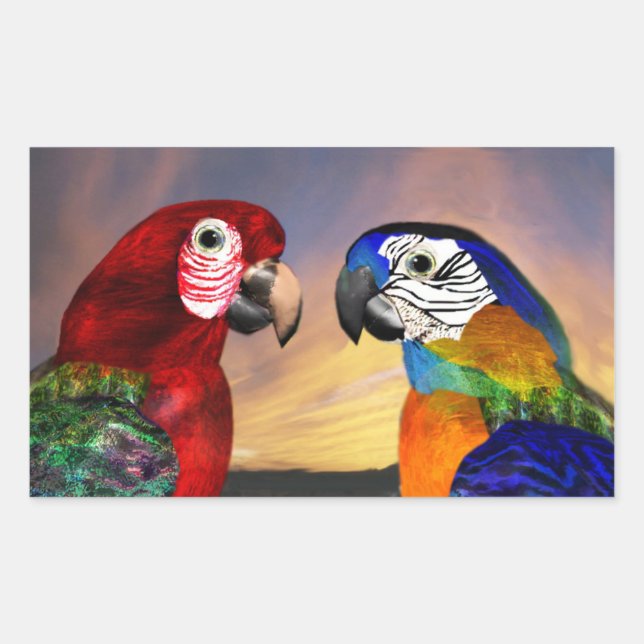 STICKER RECTANGULAIRE PARROS HYPER / ARBRE ROUGE ET BLEU (Devant)