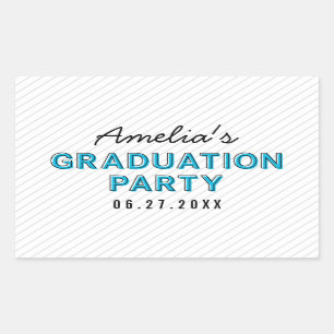 Sticker Rectangulaire Parti de la graduation en bleu de Modern Stripes