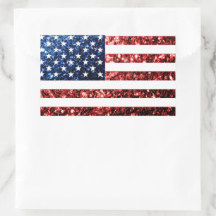 Sticker Rectangulaire PARTIES SCINTILLANT américaines drapeau rouge bleu