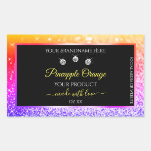 Sticker Rectangulaire Parties scintillant arc-en-ciel coloré et Étiquett