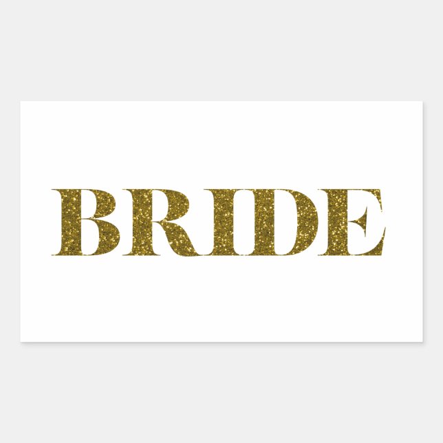 Sticker Rectangulaire Parties scintillant Bride Gold (Devant)
