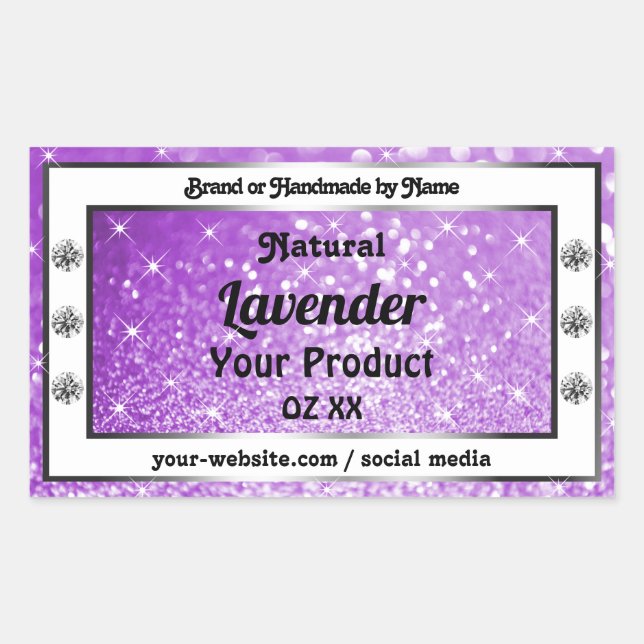 Sticker Rectangulaire Parties scintillant brillante violet brillant Étiq (Devant)