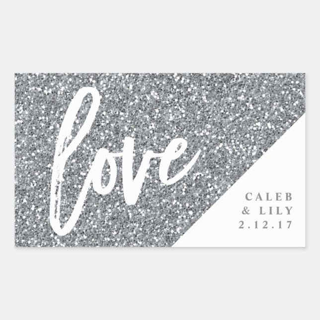 Sticker Rectangulaire Parties scintillant d'argent Mini Champagne, Mini  (Devant)