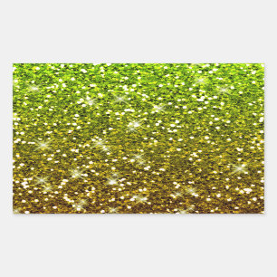 Sticker Rectangulaire Parties scintillant en or vert clair chatoyantes