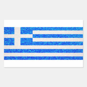 Sticker Rectangulaire Parties scintillant Grèce drapeau rectangle sticke