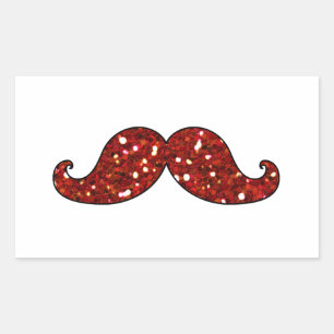 Sticker Rectangulaire Parties scintillant IMPRIMÉE FUNNY RED MUSTACHE