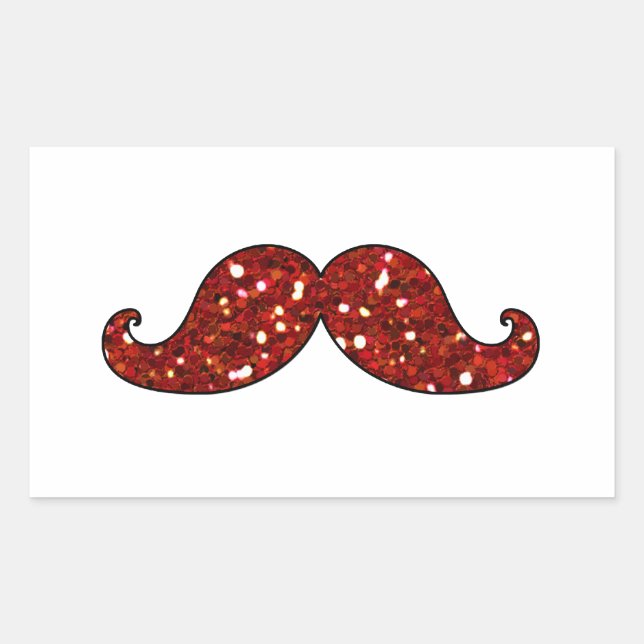 Sticker Rectangulaire Parties scintillant IMPRIMÉE FUNNY RED MUSTACHE (Devant)