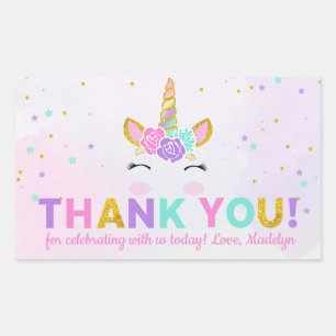Sticker Rectangulaire Parties scintillant magique Unicorn Anniversaire F