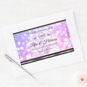 Sticker Rectangulaire Parties scintillant rose et violet Produit Étiquet