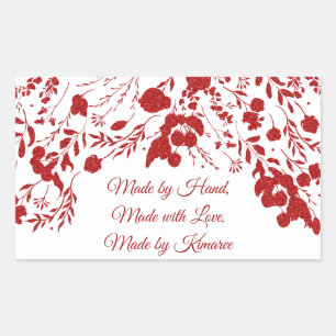 Sticker Rectangulaire Parties scintillant rouge Berry Frame Noël