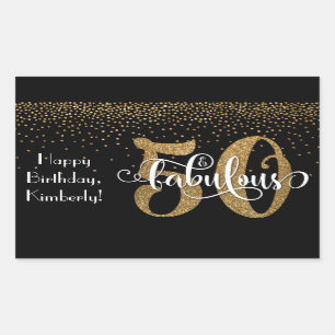 Sticker Rectangulaire Parties scintillant & Script 50 & Fabuleux Joyeux 