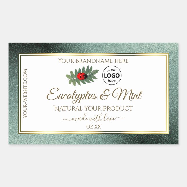 Sticker Rectangulaire Parties scintillant Turquoise foncée Blanc Étiquet (Devant)