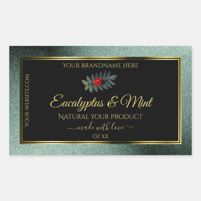 Sticker Rectangulaire Parties scintillant Turquoise foncée Noir Étiquett (Devant)
