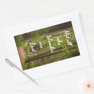 Sticker Rectangulaire Pas tous qui se baladent - texte blanc-randonneur 