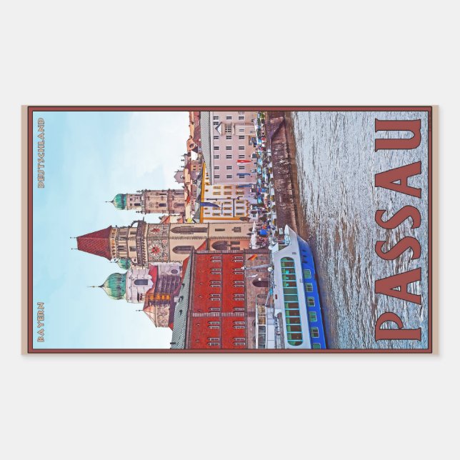 Sticker Rectangulaire Passau - Donau Waterfront (Devant)