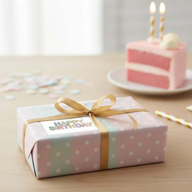 Sticker Rectangulaire  Pastel Felt Letters Happy Birthday (Créateur téléchargé)