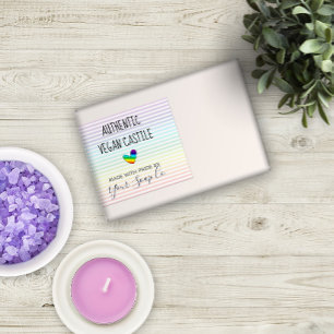 Sticker Rectangulaire Pastel Rainbow Stripes Motif et Heart Soap