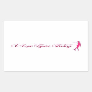 Sticker Rectangulaire Patinage artistique (I Love) Patinage rose/violet