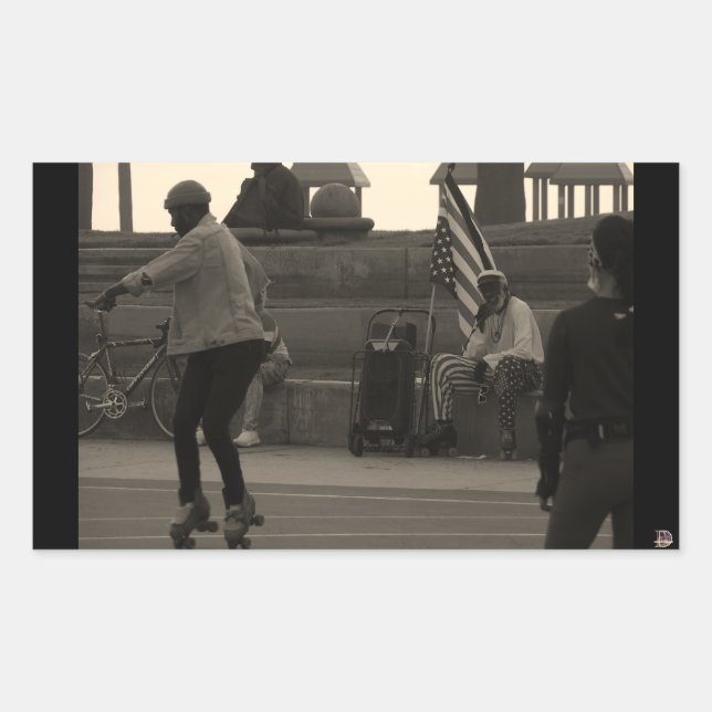 Sticker Rectangulaire Patins unis super photo été (Devant)