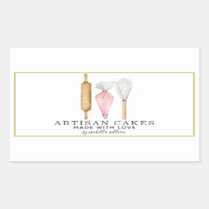 Sticker Rectangulaire Pâtisserie Chef Cuisine Ustensiles de cuisine Étiq