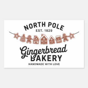 Sticker Rectangulaire Pâtisserie de pain d'épice vintage rétro Pôle Nord