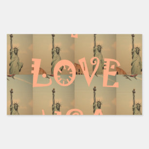Sticker Rectangulaire Patriotic Pop Art : "I Love USA" Graphisme Art Des